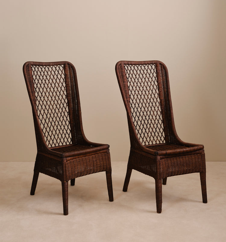 WOVEN RATTAN ARMCHAIRS